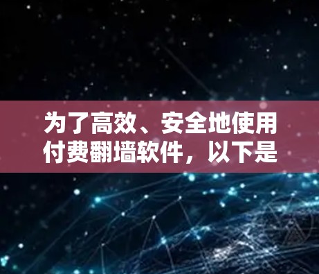 为了高效、安全地使用付费翻墙软件，以下是一步步的建议
