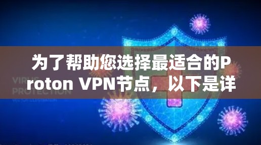 为了帮助您选择最适合的Proton VPN节点,以下是详细的步骤和推荐 为了帮助您选择最适合的Proton VPN节点,以下是详细的步骤和推荐